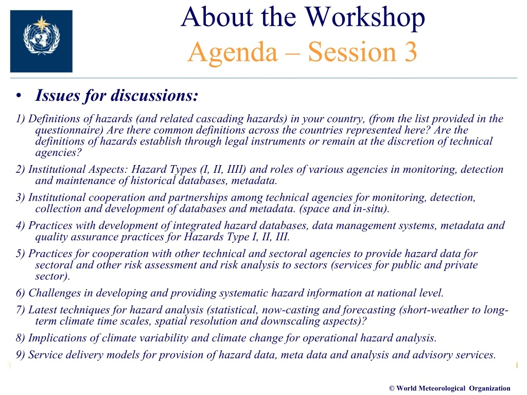 about the workshop agenda session 3