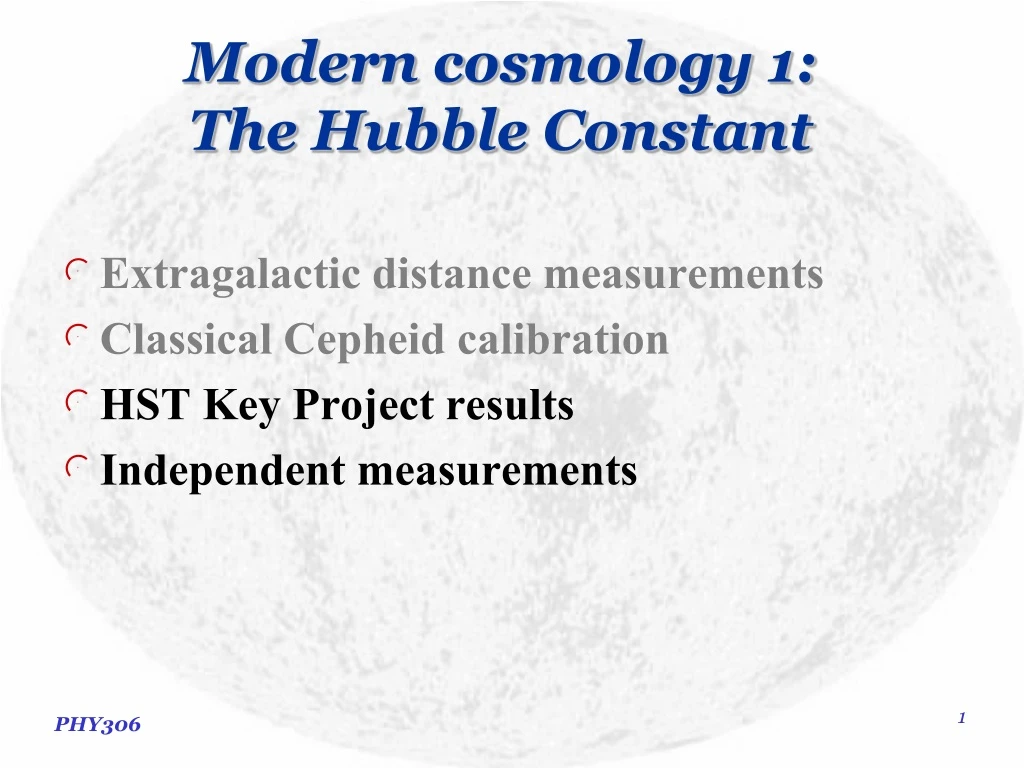 modern cosmology 1 the hubble constant