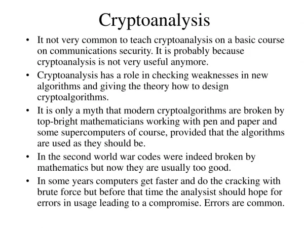 Cryptoanalysis