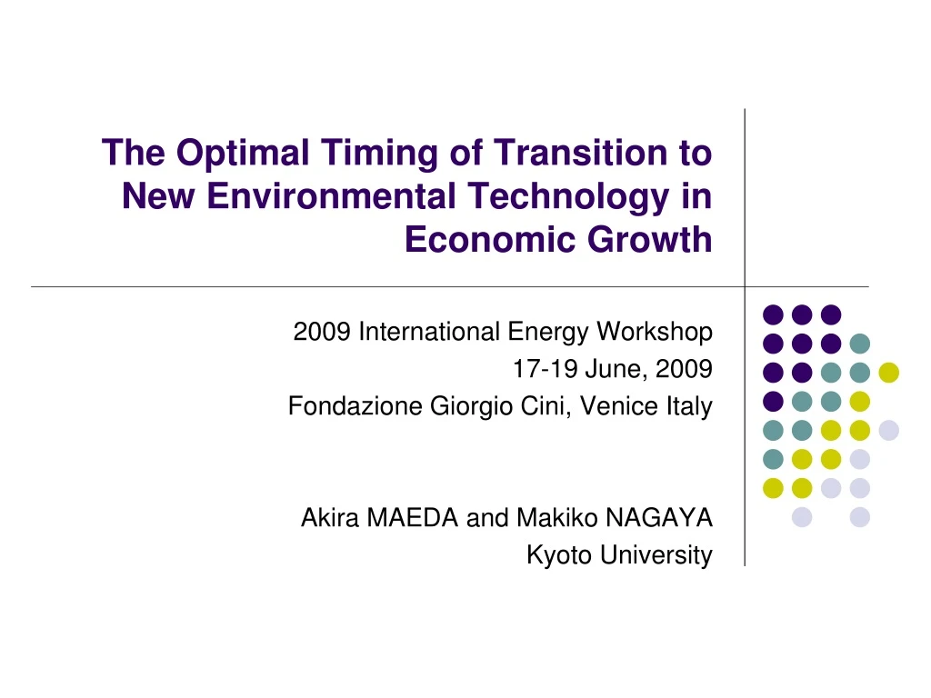 the optimal timing of transition to new environmental technology in economic growth