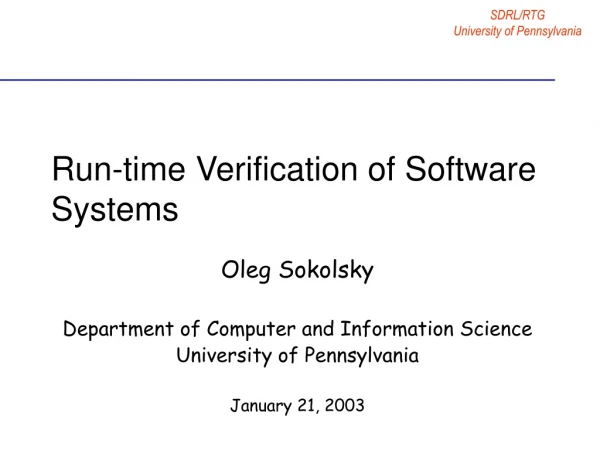 Run-time Verification of Software Systems