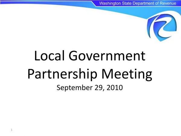 Local Government Partnership Meeting September 29, 2010