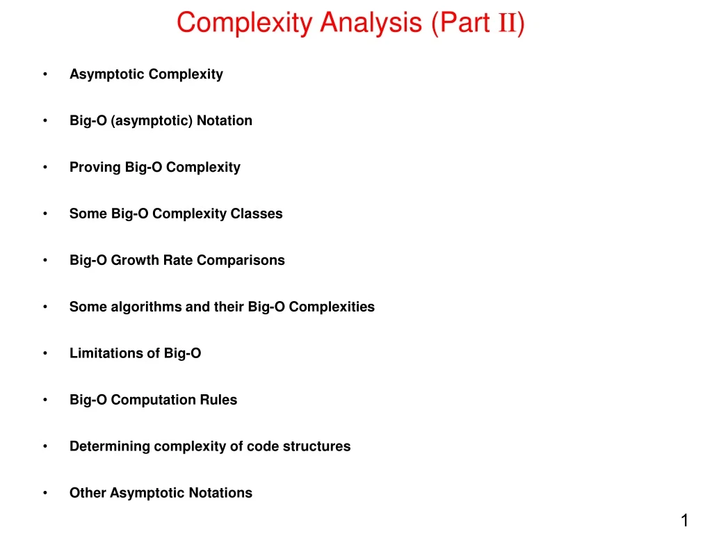 complexity analysis part ii