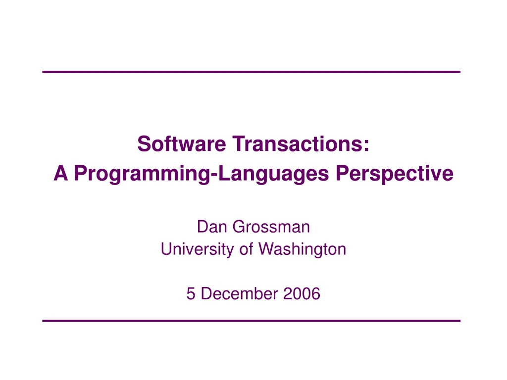 software transactions a programming languages perspective