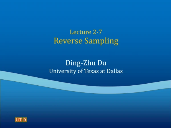 Lecture 2-7 Reverse Sampling