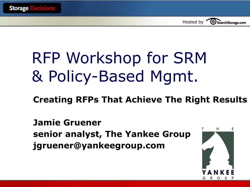 rfp workshop for srm policy based mgmt