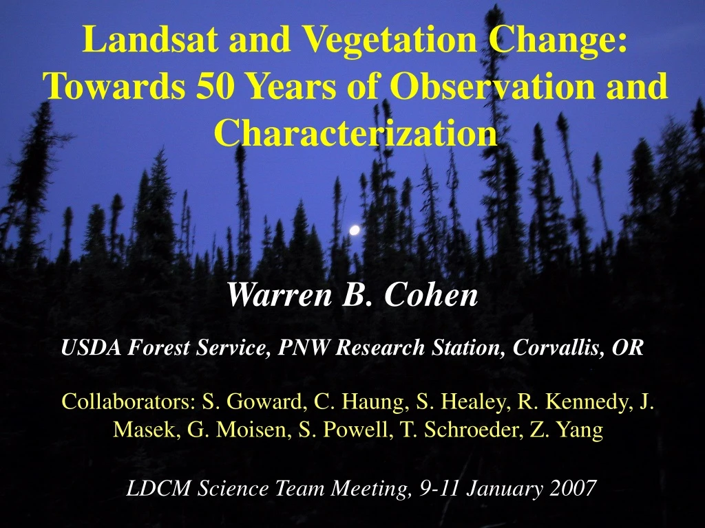 landsat and vegetation change towards 50 years