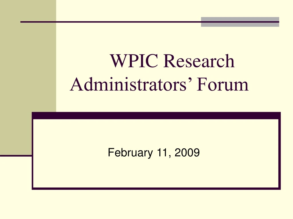 wpic research administrators forum