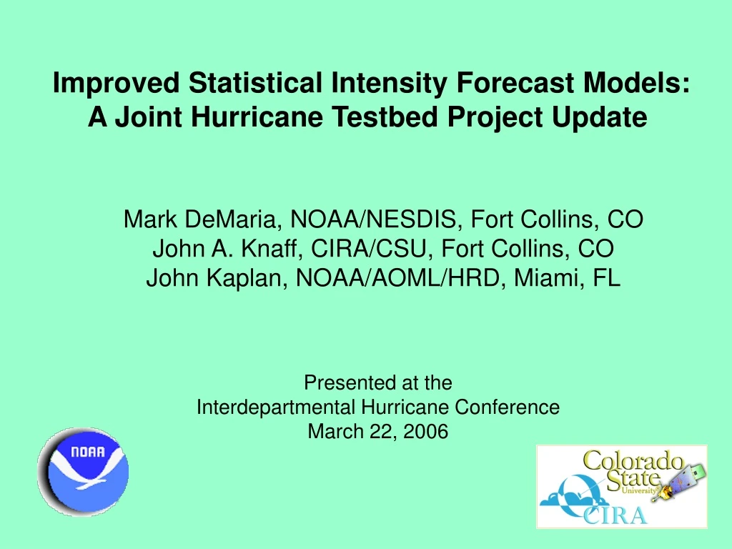 improved statistical intensity forecast models
