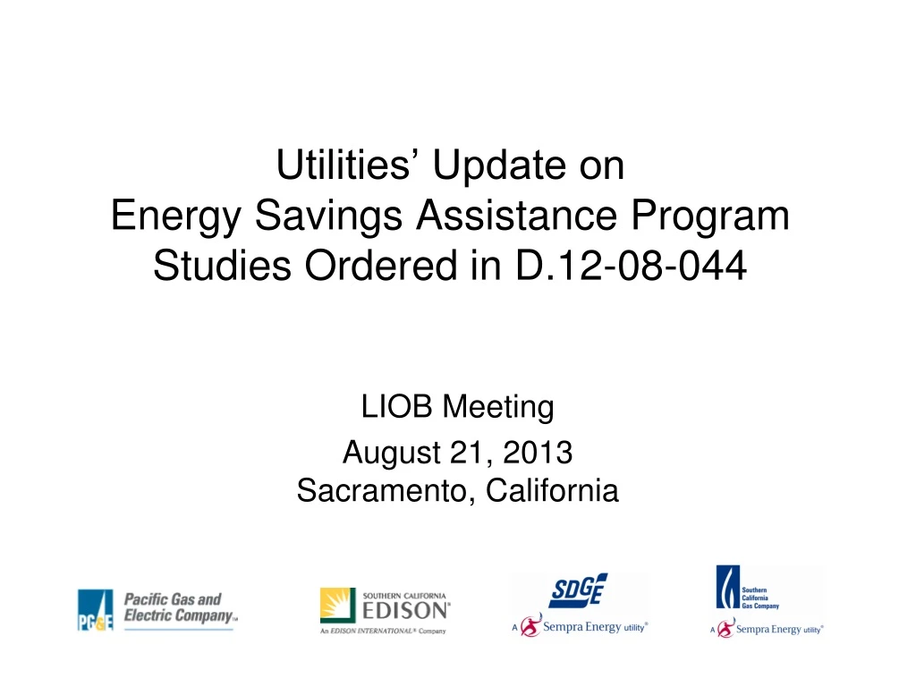 utilities update on energy savings assistance program studies ordered in d 12 08 044