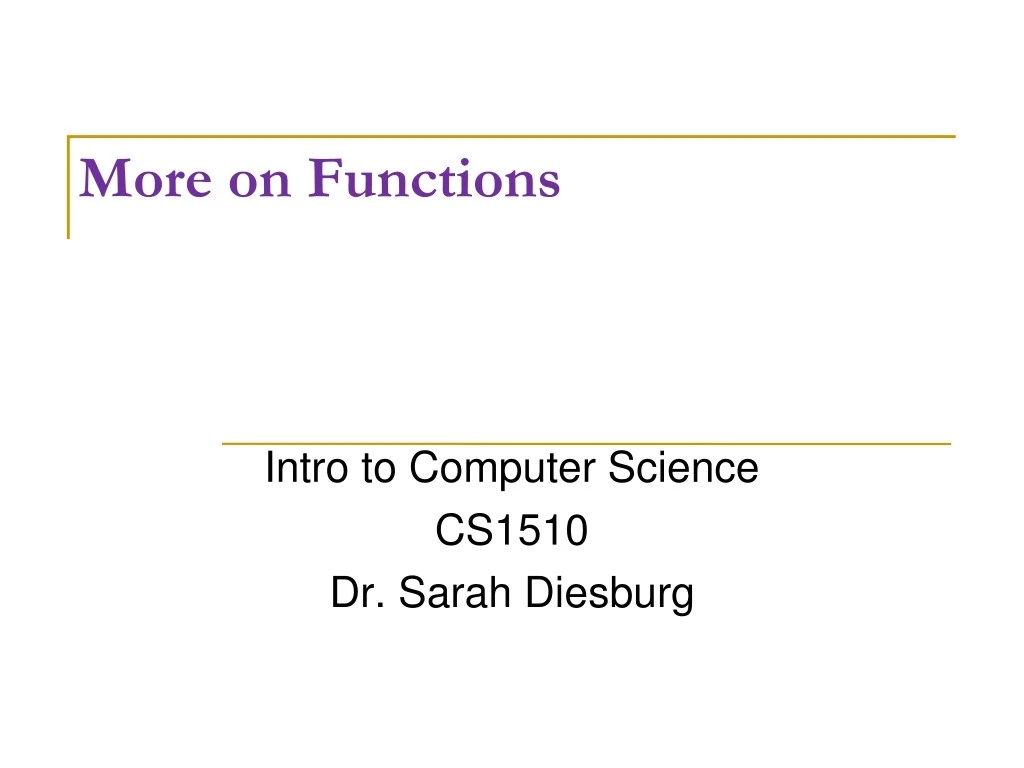 more on functions