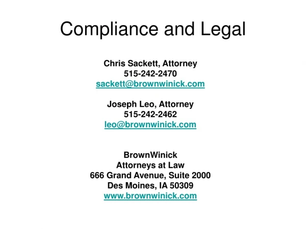 Compliance and Legal