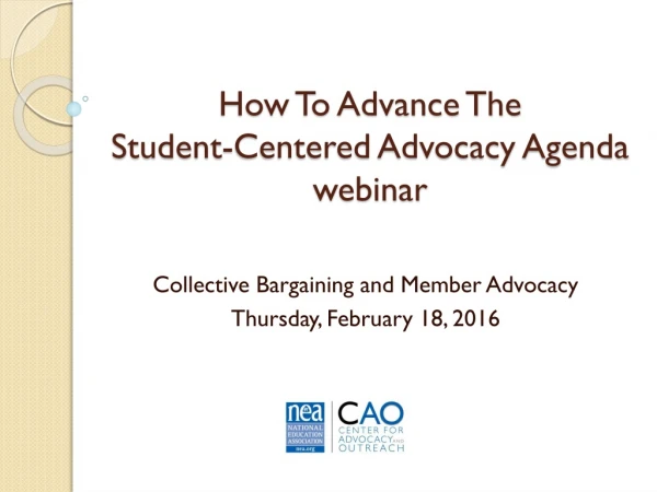 How To Advance The  Student-Centered Advocacy Agenda webinar