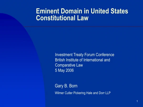 Eminent Domain in United States Constitutional Law