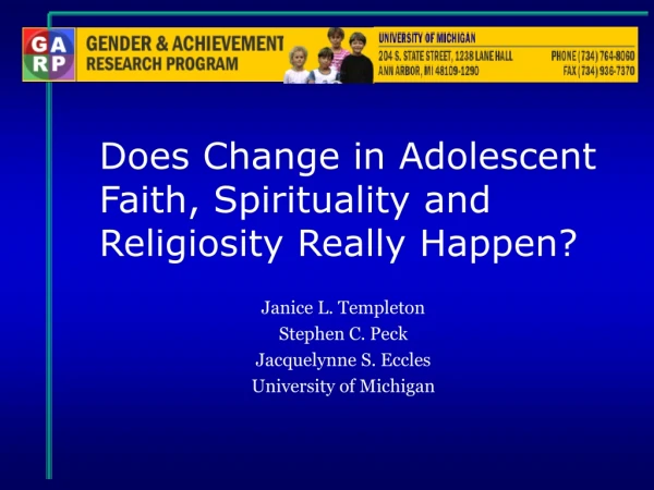 Does Change in Adolescent Faith, Spirituality and Religiosity Really Happen?