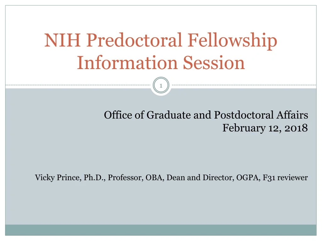 nih predoctoral fellowship information session