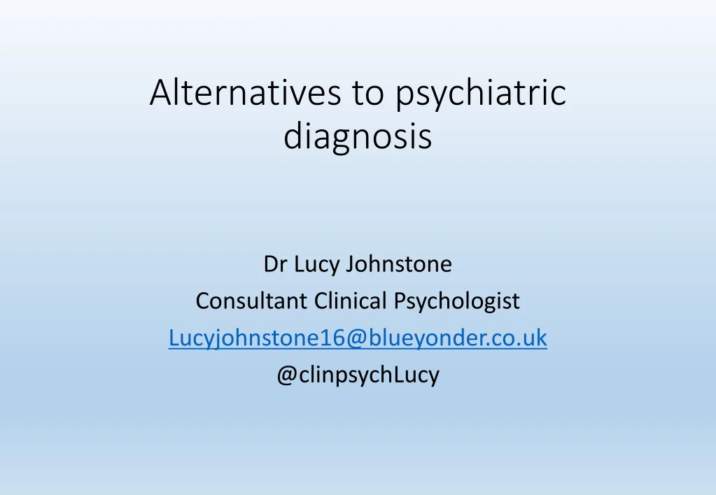 alternatives to psychiatric diagnosis