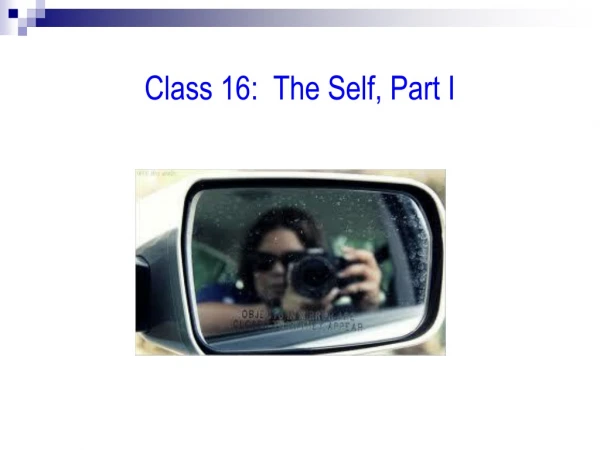 Class 16:  The Self, Part I