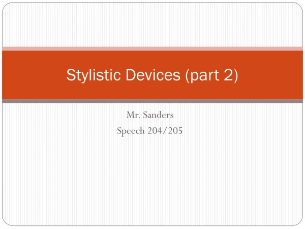 Stylistic Devices (part 2)