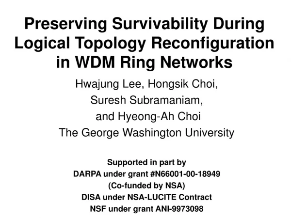 Preserving Survivability During Logical Topology Reconfiguration in WDM Ring Networks