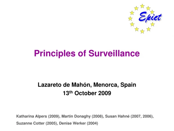 Principles of Surveillance