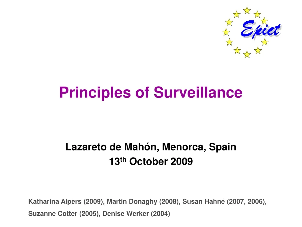 principles of surveillance