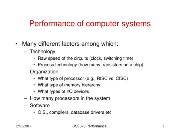 Performance of computer systems
