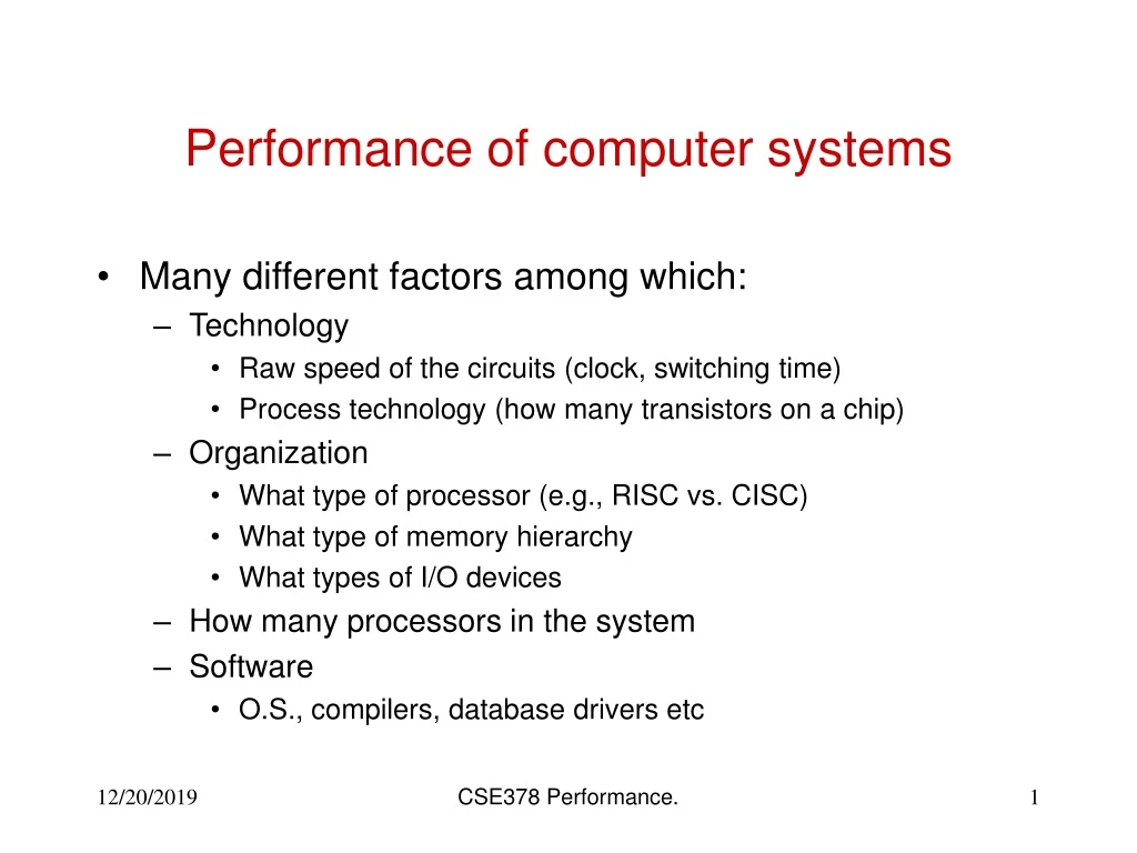 performance of computer systems