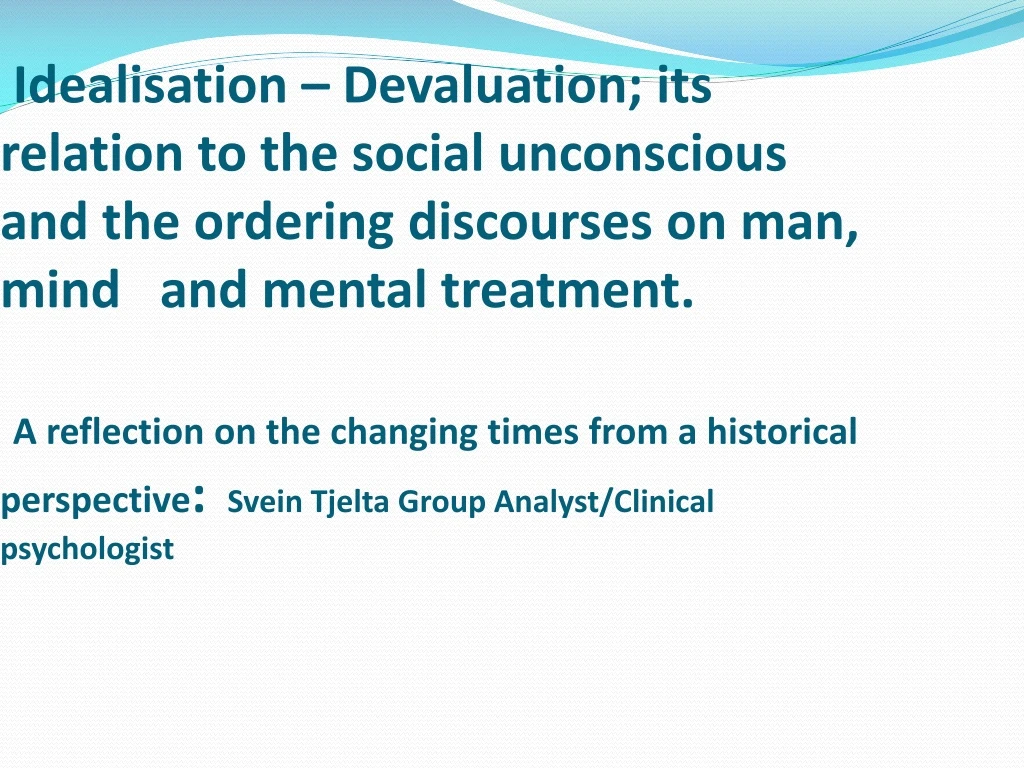 idealisation devaluation its relation