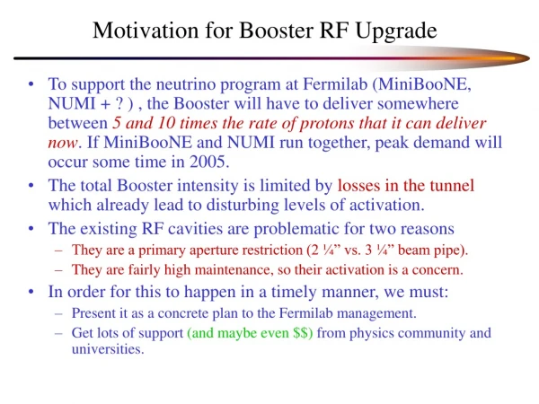 Motivation for Booster RF Upgrade