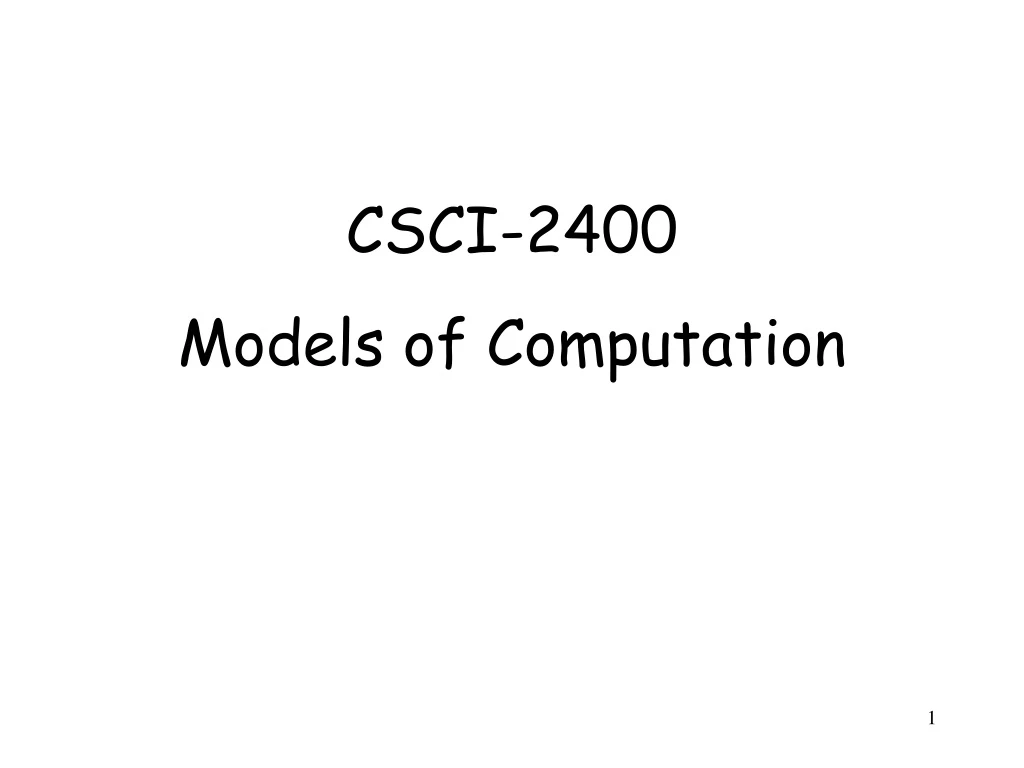 csci 2400 models of computation