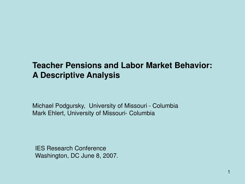 teacher pensions and labor market behavior