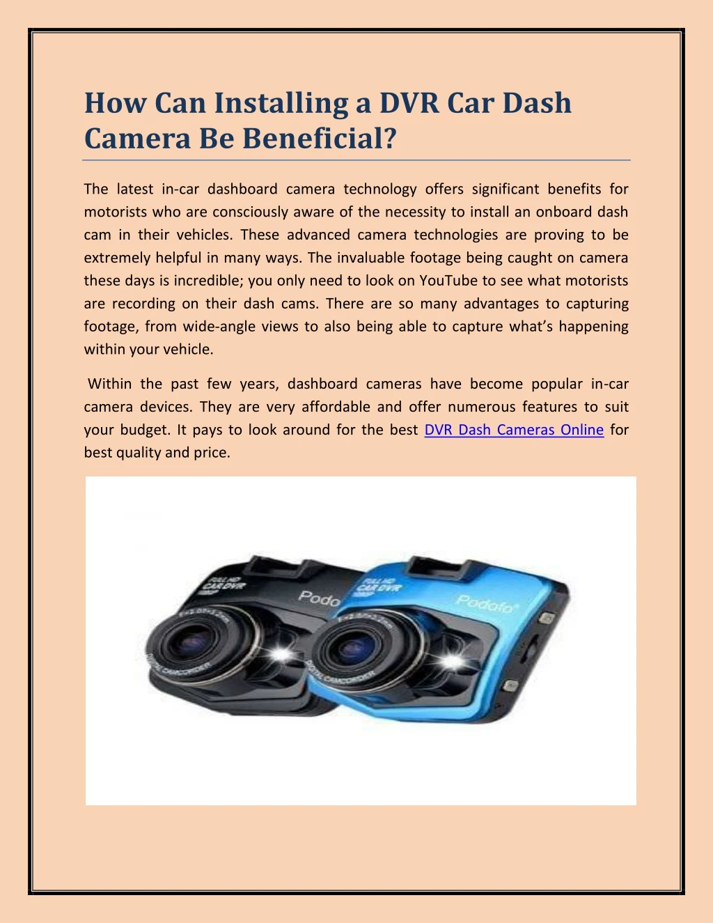 how can installing a dvr car dash camera