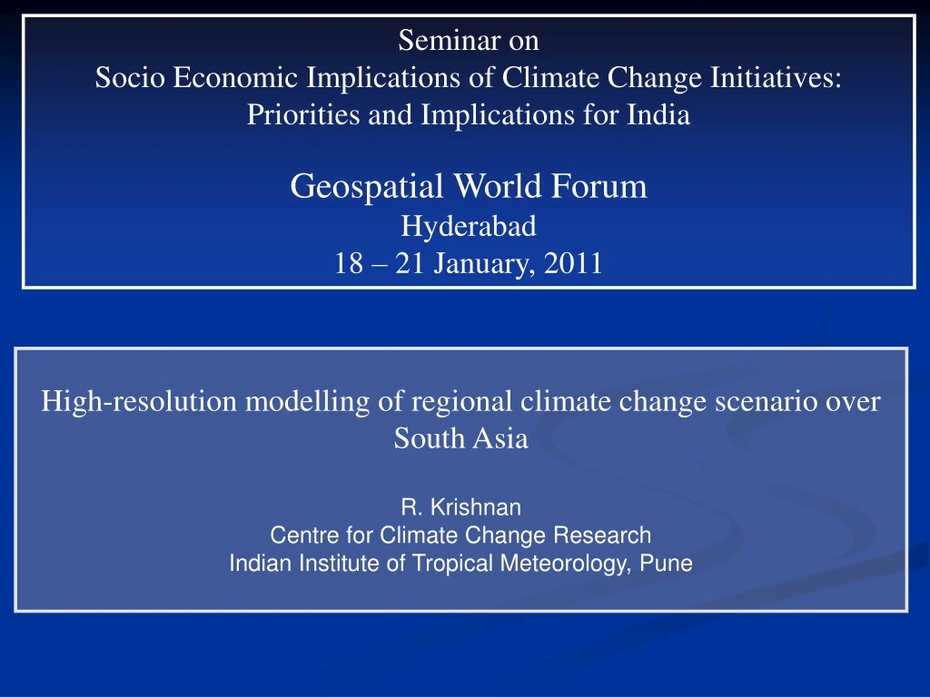 seminar on socio economic implications of climate