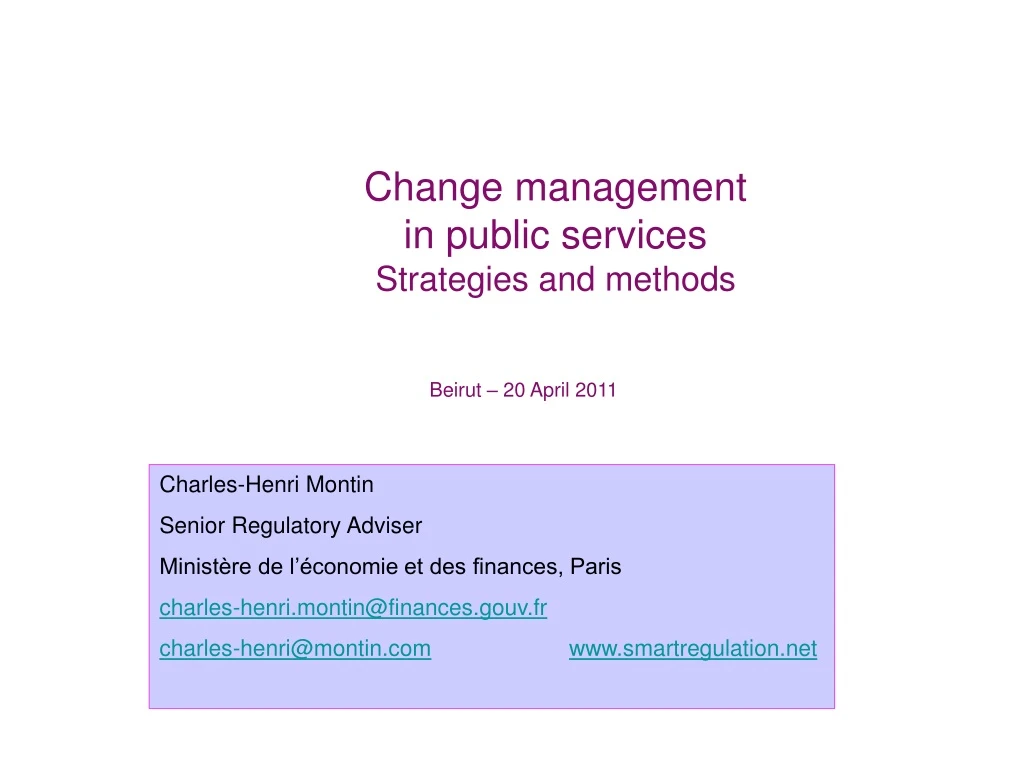 change management in public services strategies and methods