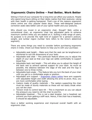 Ergonomic Chairs Online – Feel Better, Work Better - slide 1