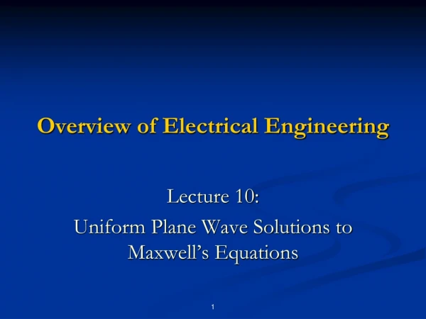Overview  of Electrical Engineering