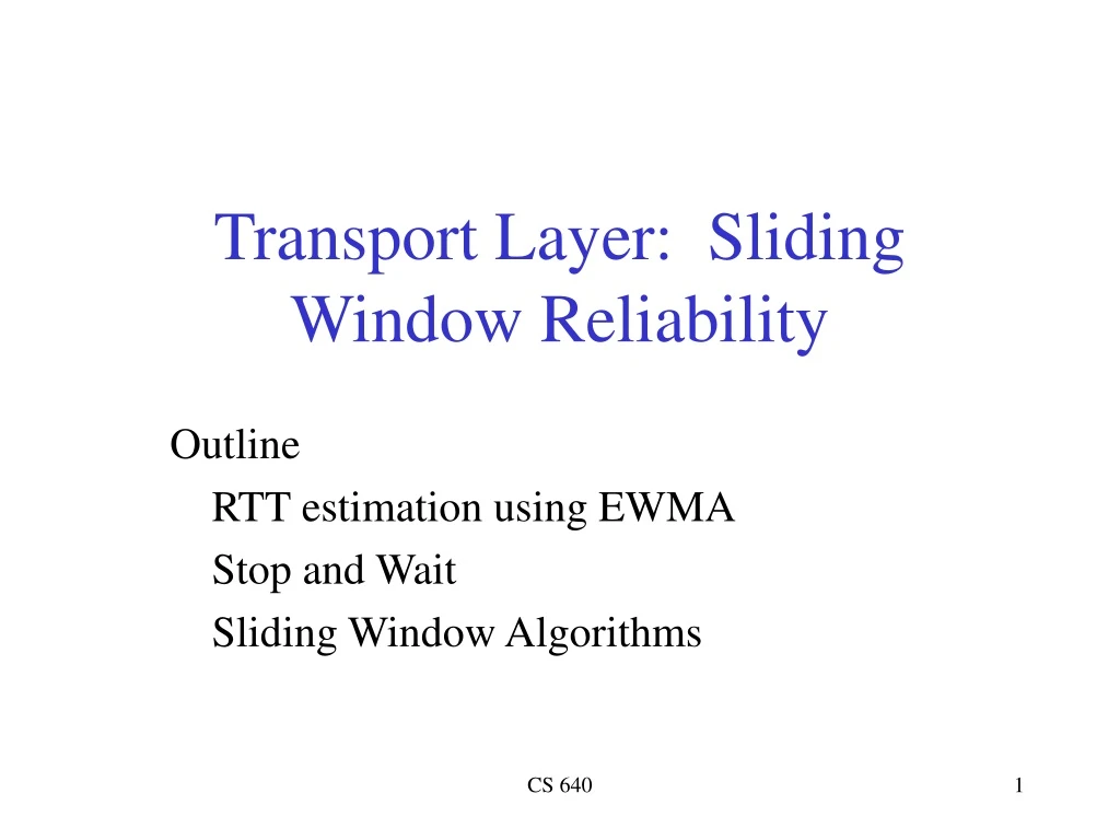 transport layer sliding window reliability