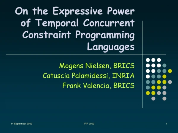 On the Expressive Power of Temporal Concurrent Constraint Programming Languages
