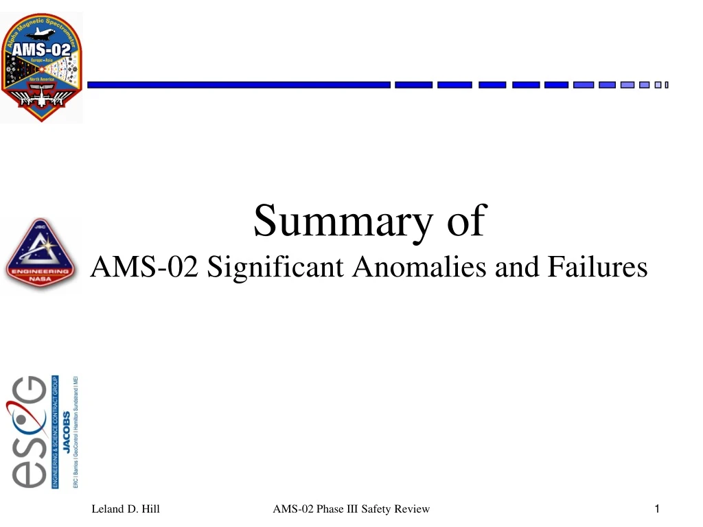 summary of ams 02 significant anomalies and failures