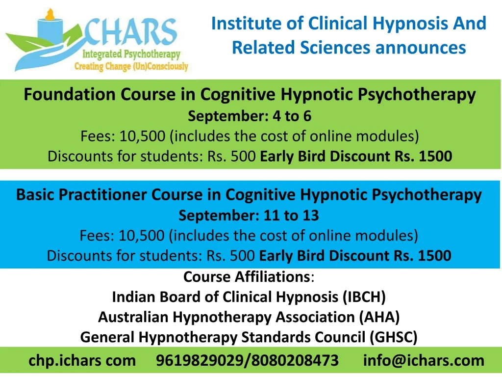 institute of clinical hypnosis and related sciences announces