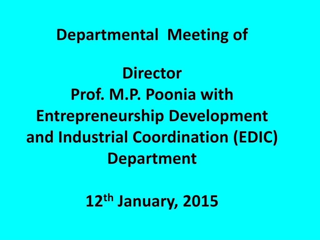 departmental meeting of director prof m p poonia