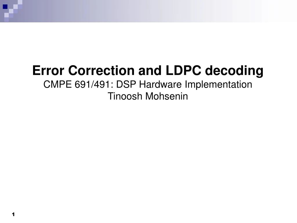 error correction and ldpc decoding cmpe