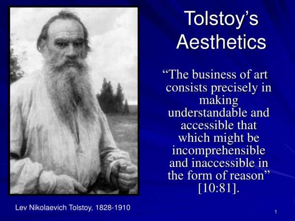 Tolstoy’s Aesthetics