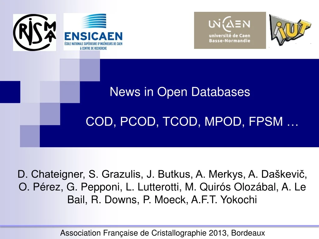 news in open databases cod pcod tcod mpod fpsm