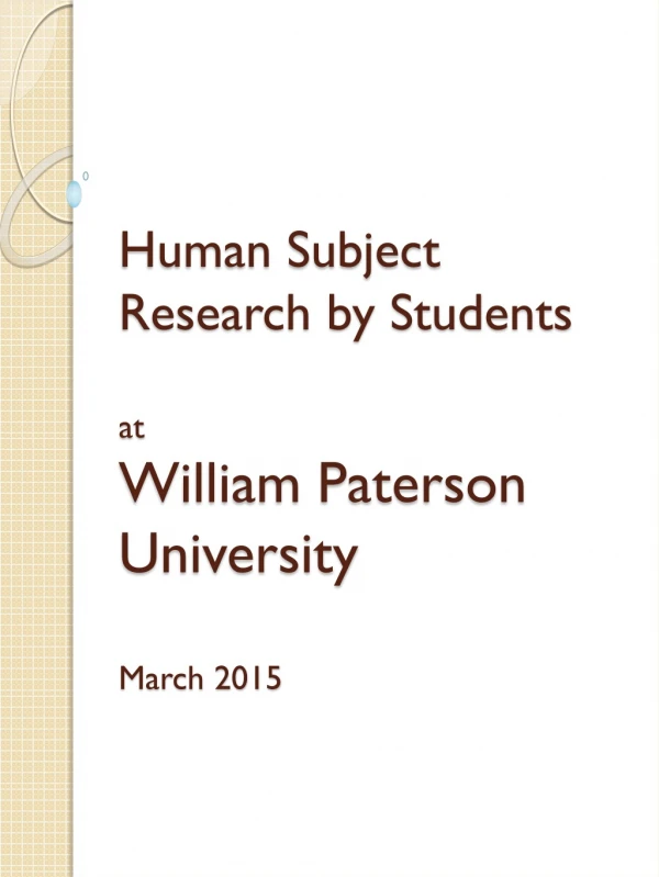 Human Subject Research by Students at William Paterson University March 2015