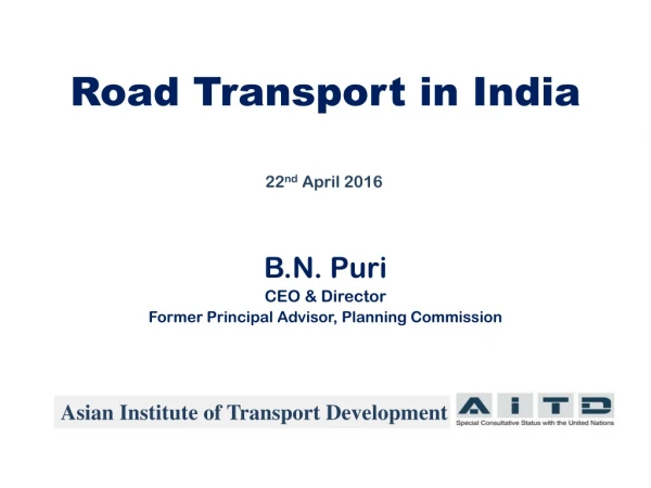 Road Transport in India