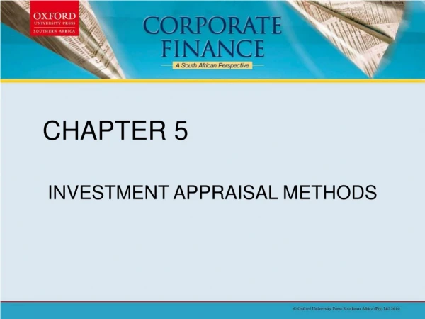 INVESTMENT APPRAISAL METHODS