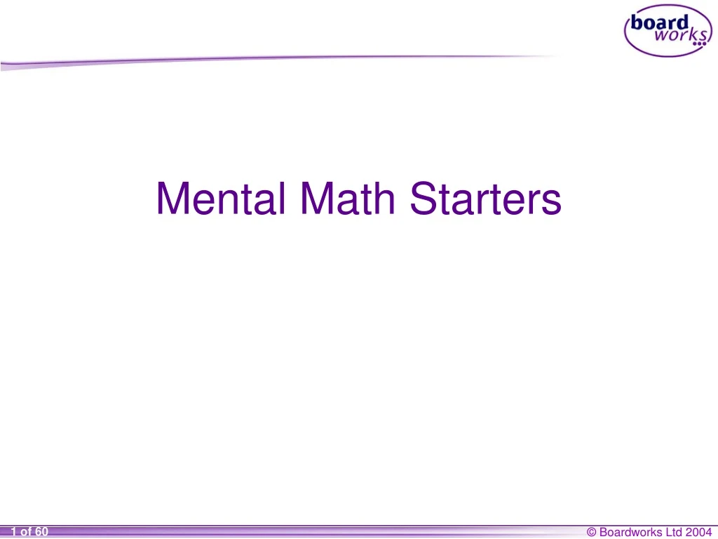 mental math starters