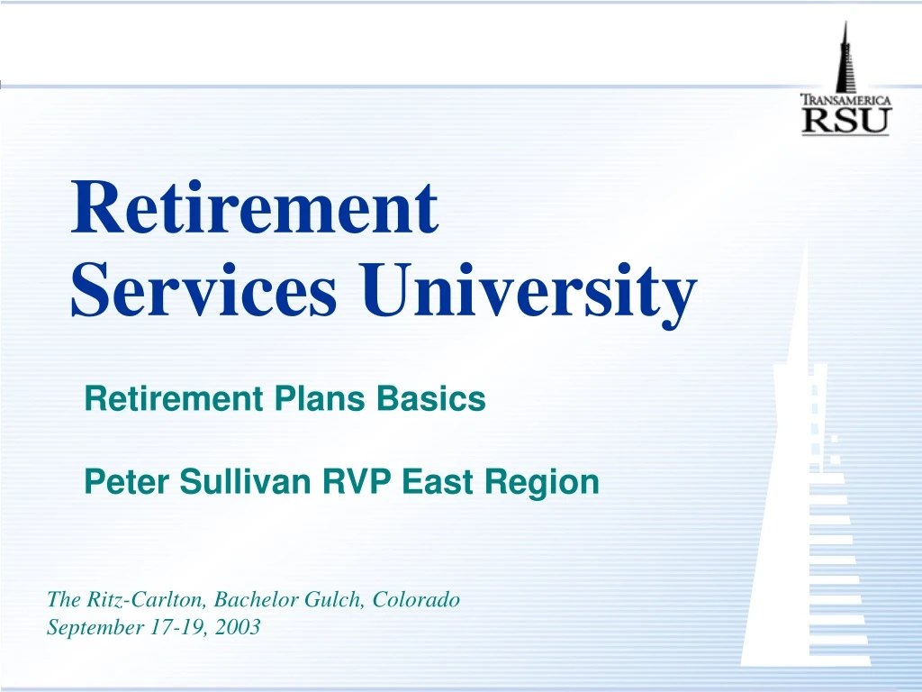 retirement plans basics peter sullivan rvp east region